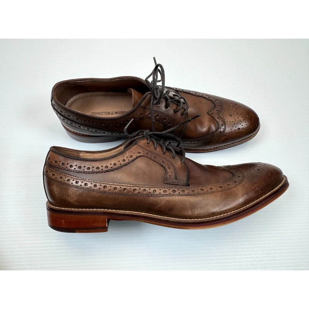 Johnston & Murphy Conard Wingtip Oxford Dress Shoes Men 10.5 EUC‎ Leather